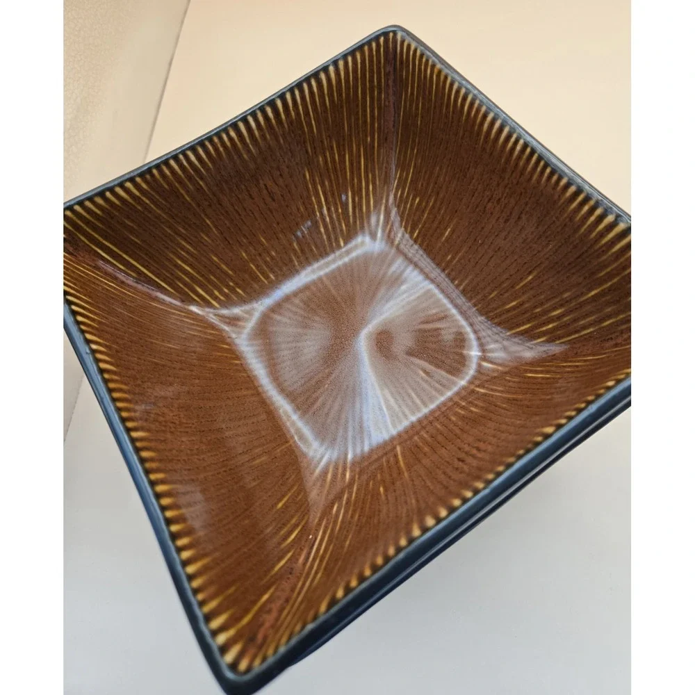 Ceramic Square Bowls 3‎ Black & Brown Cinnamon Square